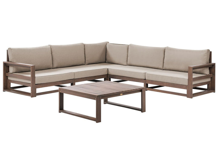 Timor II 5 Seater Certified Acacia Wood Garden Corner Lounge Set Dark