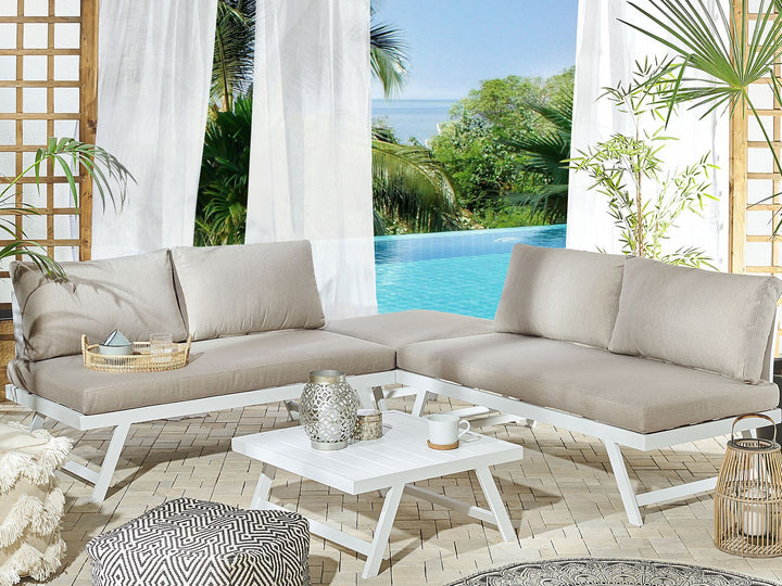 Coccorino 5 Seater Aluminium Garden Corner Lounge Set Taupe