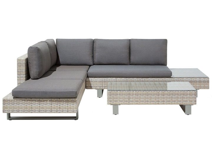 Lanciano 5 Seater PE Rattan Garden Corner Lounge Set Grey