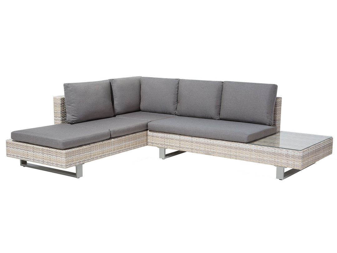 Lanciano 5 Seater PE Rattan Garden Corner Lounge Set Grey