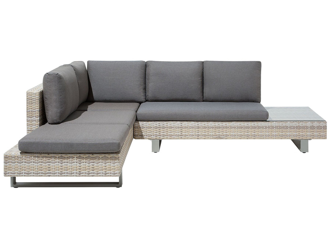 Lanciano 5 Seater PE Rattan Garden Corner Lounge Set Grey