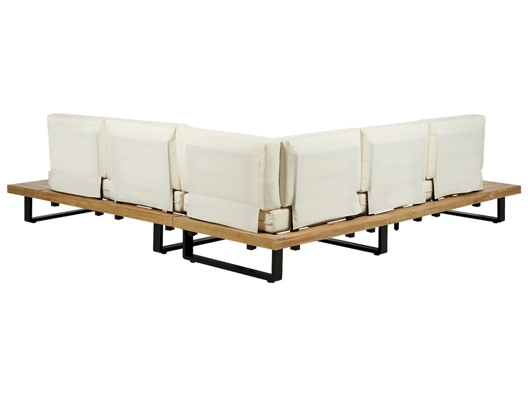 Mykonos 5 Seater Certified Acacia Wood Garden Corner Lounge Set Off-White