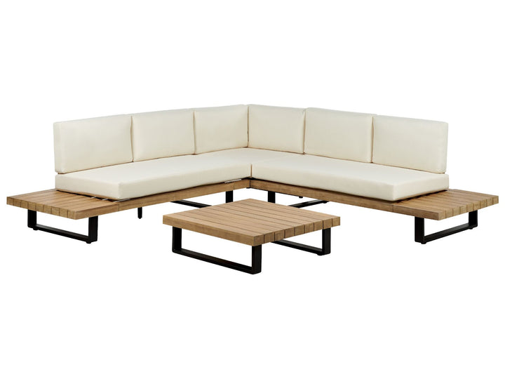 Mykonos 5 Seater Certified Acacia Wood Garden Corner Lounge Set Off-White