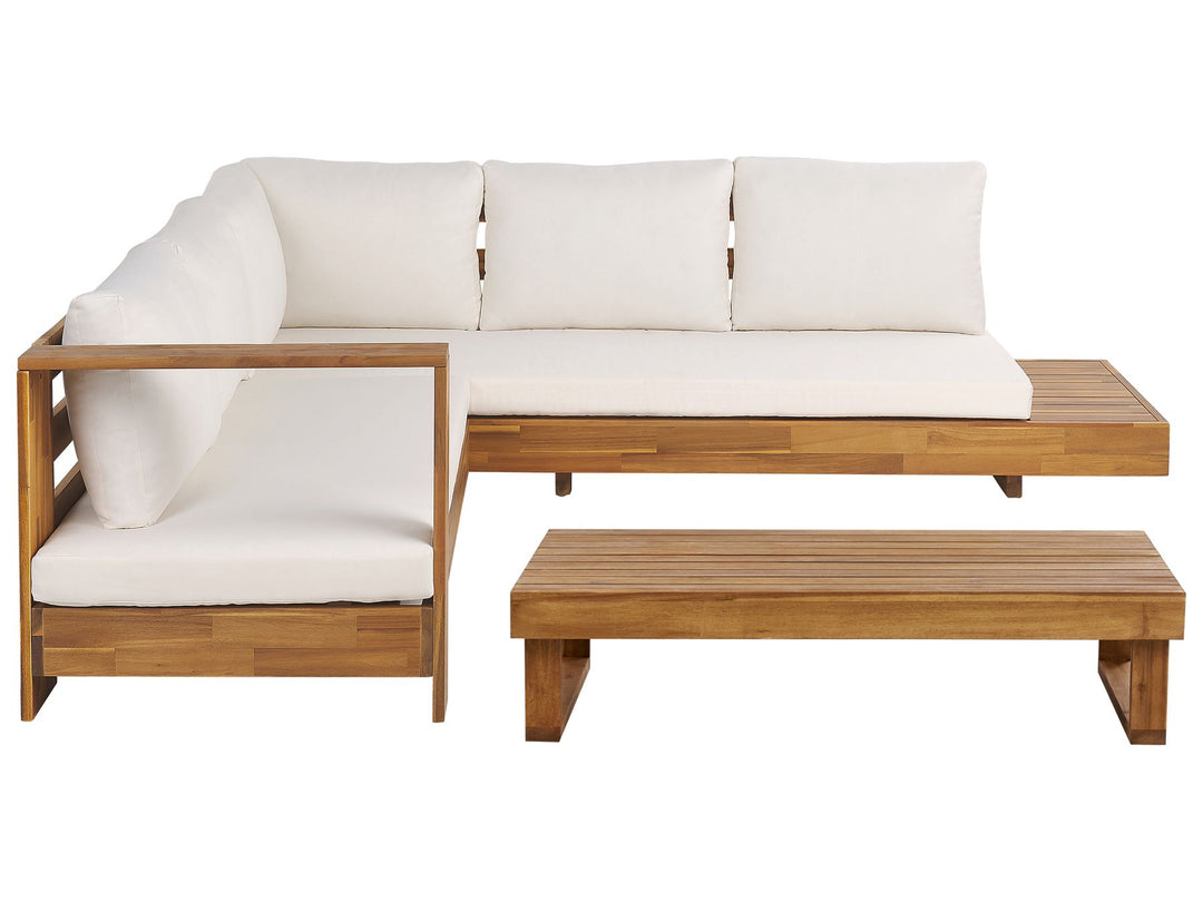 Marettimo Right Hand 5-Seater Certified Acacia Wood Garden Corner Sofa Set White