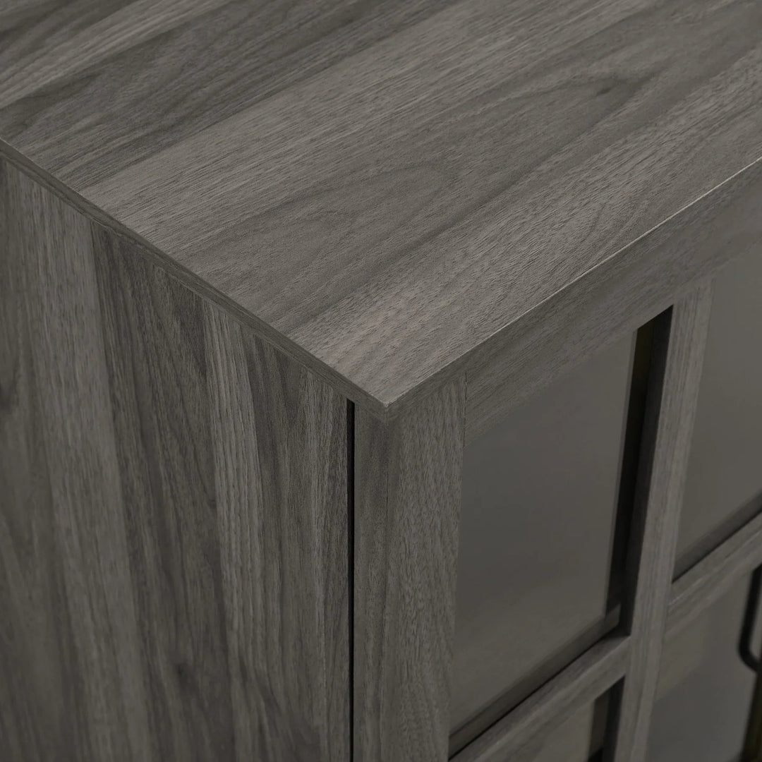 Sliding Glass Door Bar Cabinet Slate Grey Kayisha