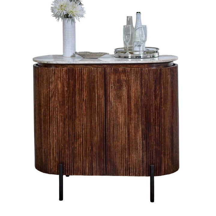 Marble Top & Metal Legs Solid Wood Sideboard/Drinks Cabinet Opal