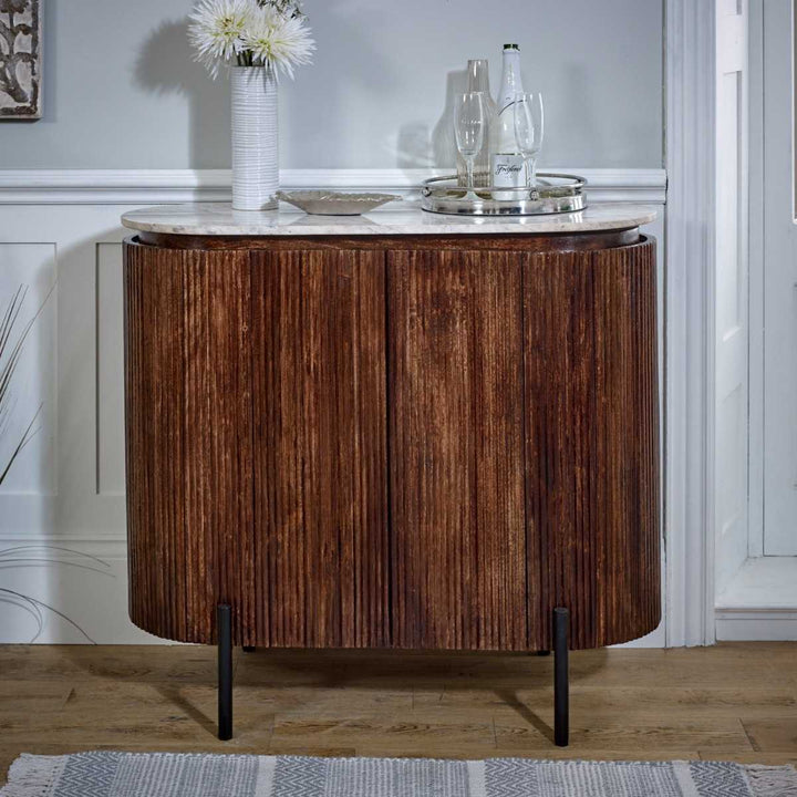 Marble Top & Metal Legs Solid Wood Sideboard/Drinks Cabinet Opal