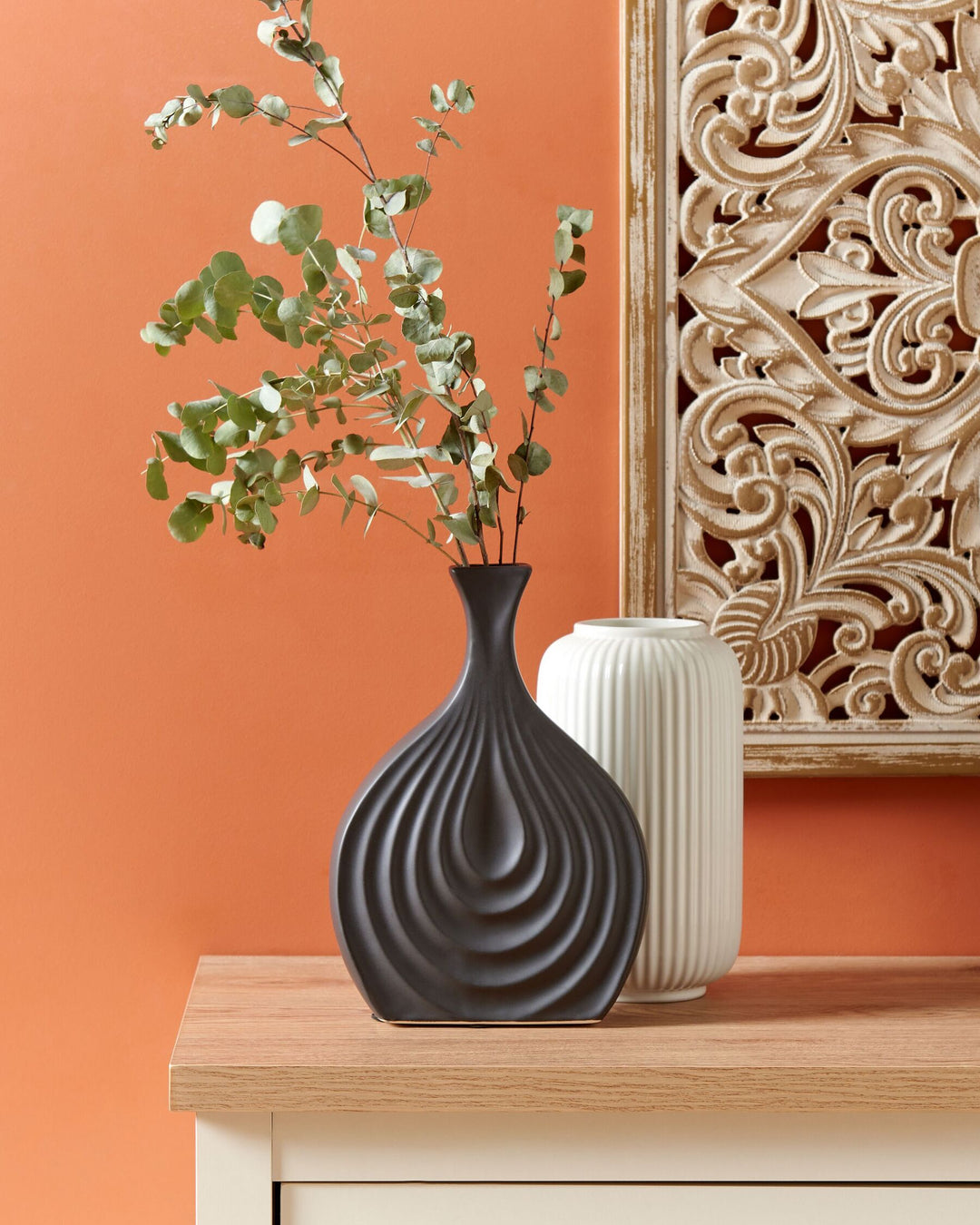 Stoneware Decorative Vase 25 cm Black Thapsus