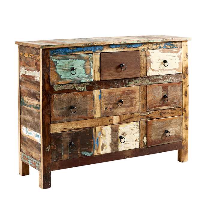 Coastal Reclaimed Wood 9 Drawer Chest