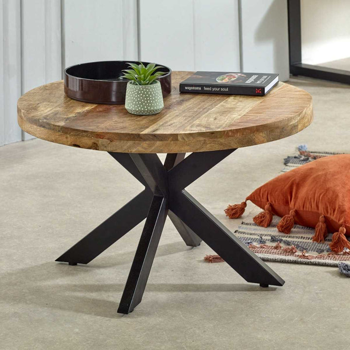 Surrey Solid Wood Coffee Table With Metal Spider Legs