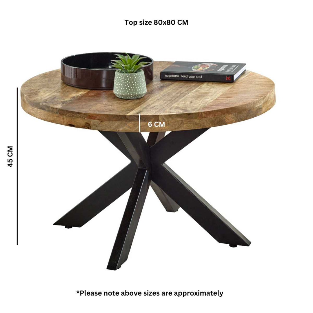 Surrey Solid Wood Coffee Table With Metal Spider Legs