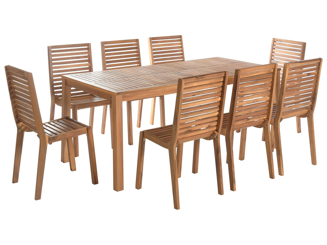 Ombriano 8 Seater Certified Acacia Wood Garden Dining Set Light