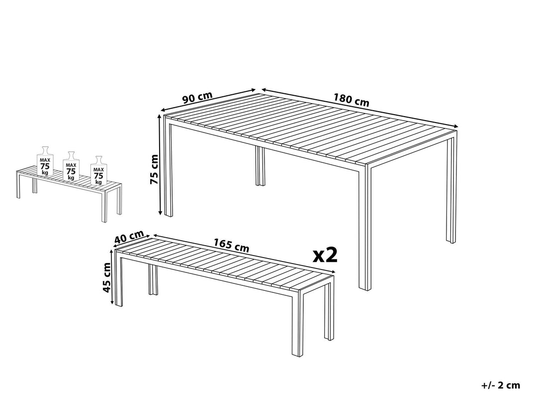 Nardo 6 Seater Aluminium Garden Dining Set Grey