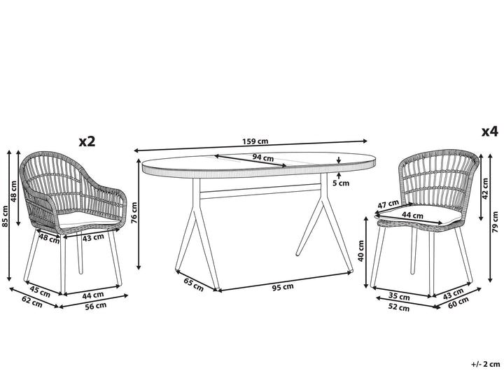 Aliano II 6 Seater PE Rattan Garden Dining Set Pink