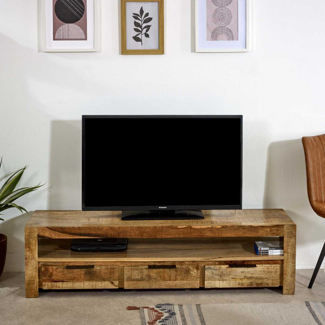 Surrey Solid Wood Large Tv Stand With 3 Drawers