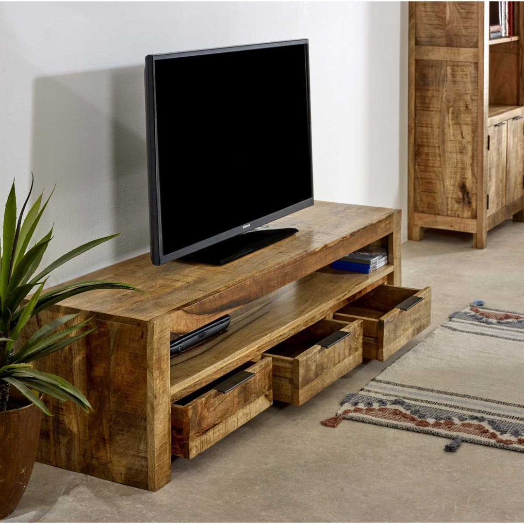 Surrey Solid Wood Large Tv Stand With 3 Drawers