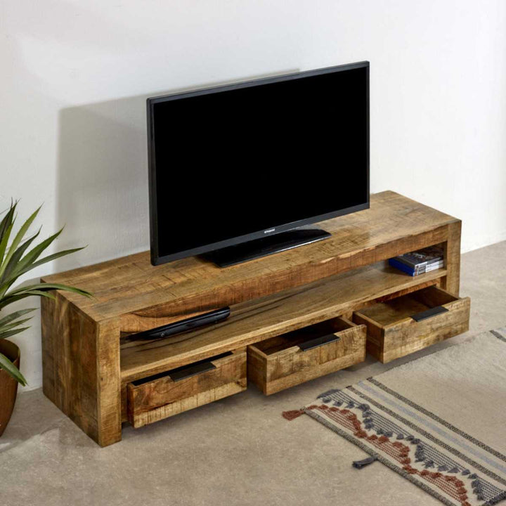 Surrey Solid Wood Large Tv Stand With 3 Drawers