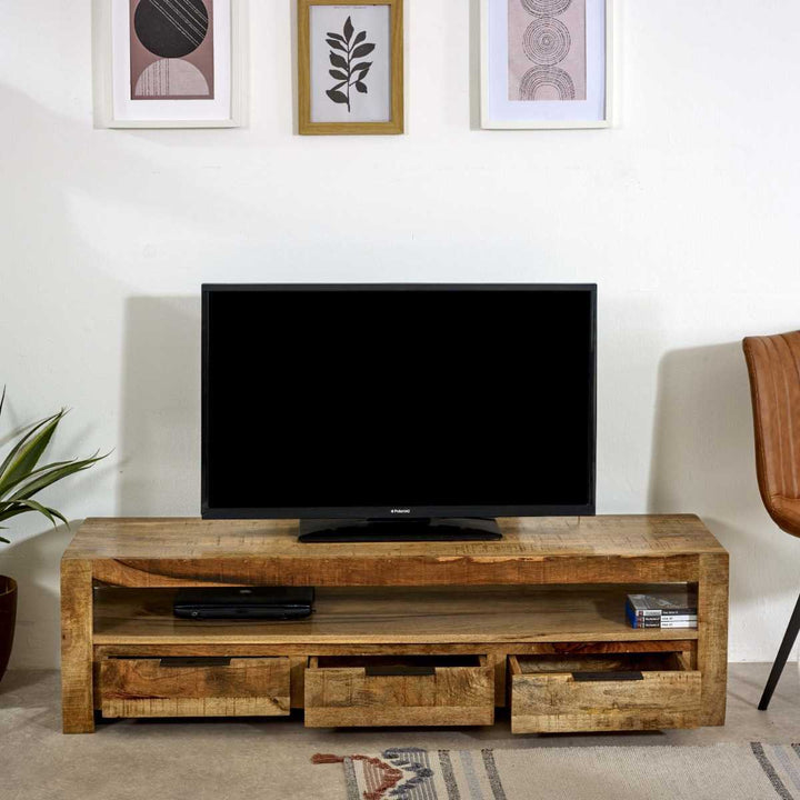 Surrey Solid Wood Large Tv Stand With 3 Drawers