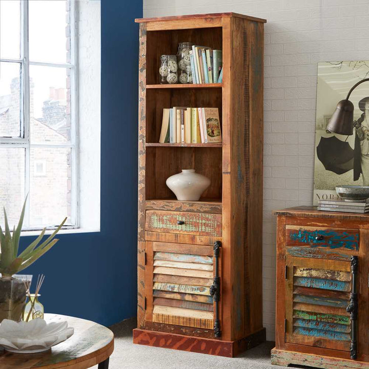 Coastal Reclaimed Wood Narrow Bookcase