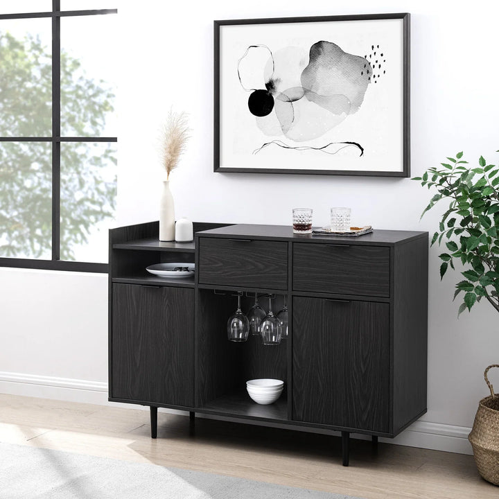 Modern 2 Drawer 2 Door Bar Cabinet Graphite Wainwright