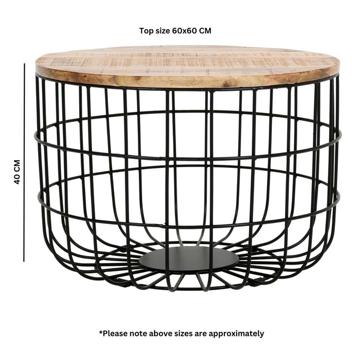 Surrey Solid Wood & Metal Wire Coffee Table