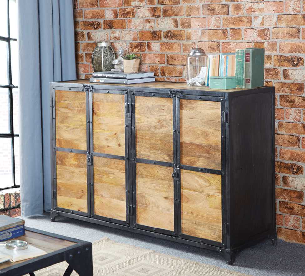 Ascot Large Reclaimed Metal and Wood Sideboard