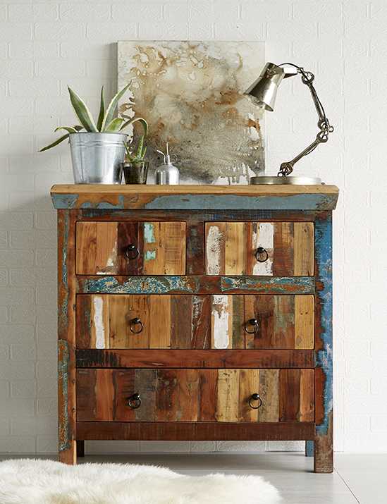 Coastal Reclaimed Wood 4 Drawer Chest