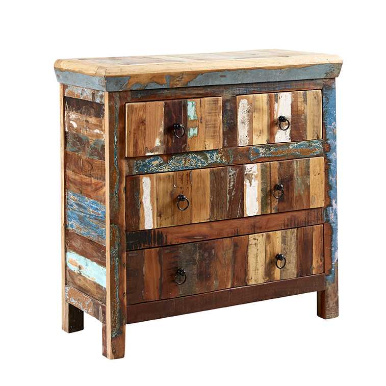 Coastal Reclaimed Wood 4 Drawer Chest