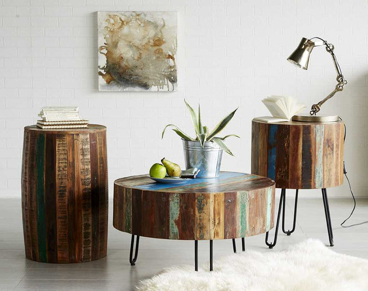 Coastal Drum Side Table