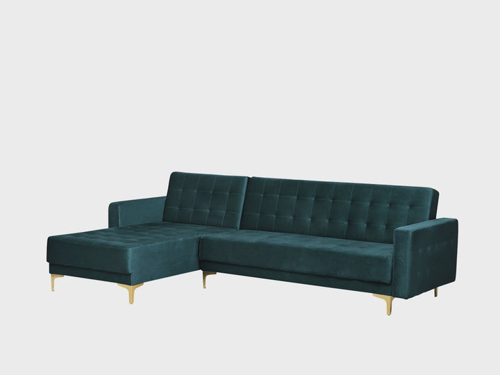 Corner Sofa Velvet Right Hand Teal  Aberdeen