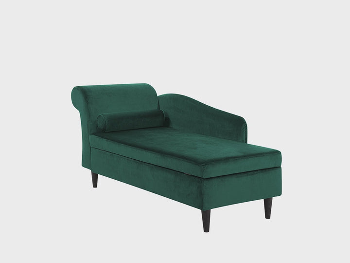 Left Hand Velvet Chaise Lounge Emerald Green Luiro