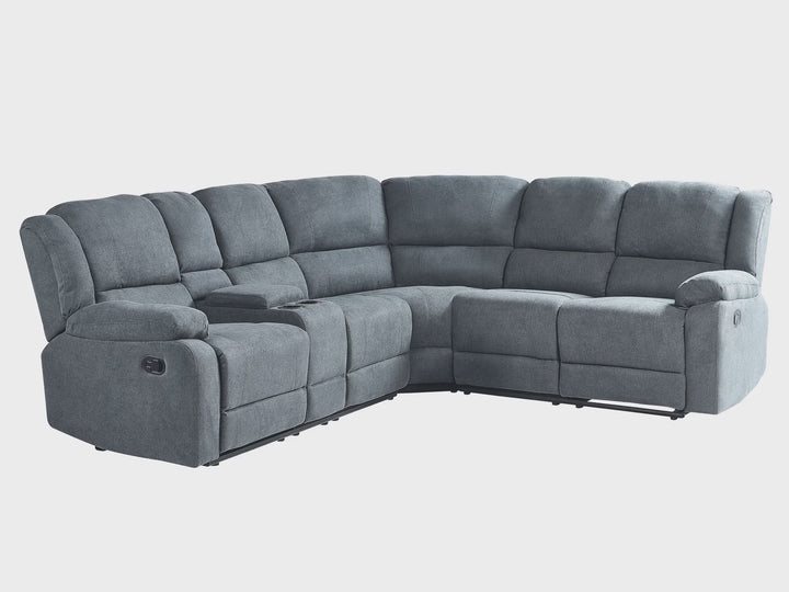 Corner Fabric Manual Recliner Sofa Grey Rokke