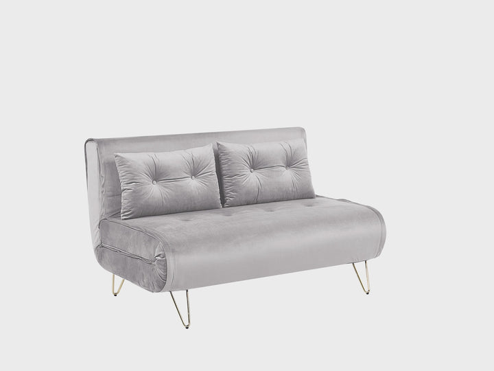 2 Seater Velvet Sofa Bed Grey Vestfold