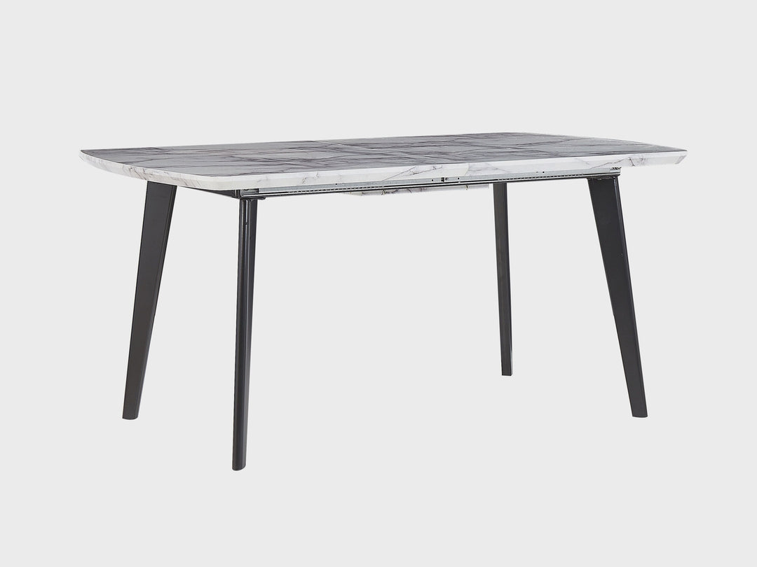 Extending Dining Table 160/200 x 90 cm Marble Effect with Black Mosby