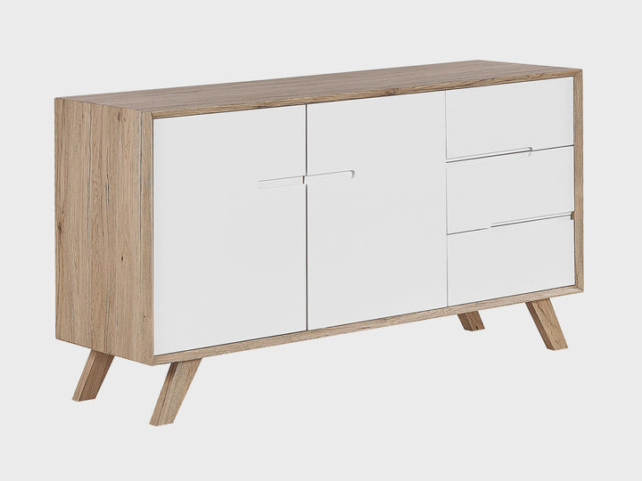 3 Drawer Sideboard White and Light Wood Forester