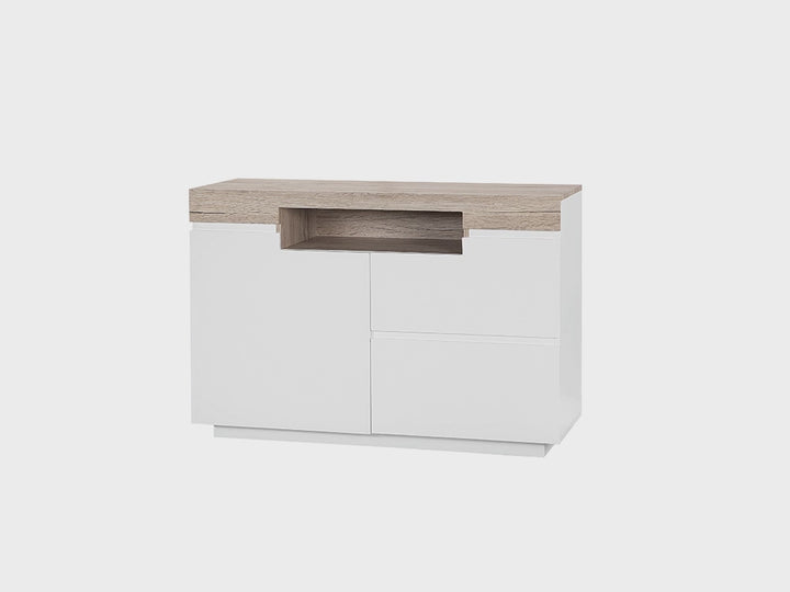 2 Drawer Sideboard White with Light Wood Marlin