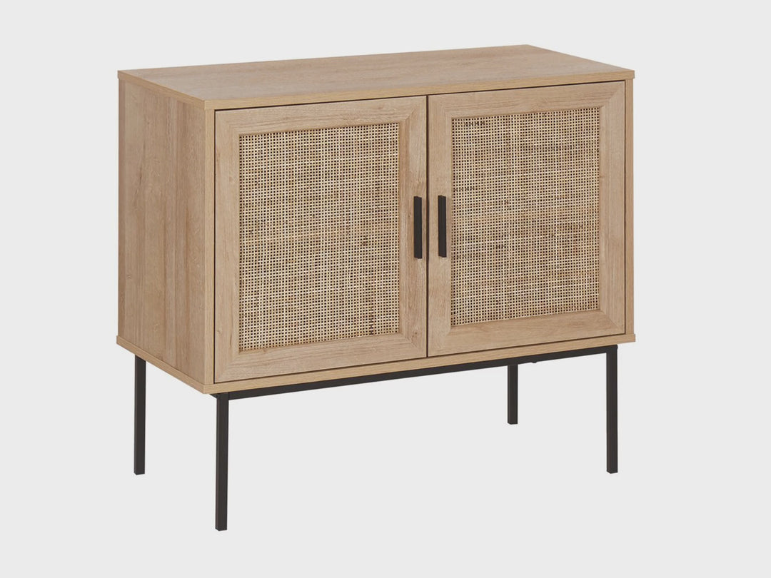 Rattan 2 Door Sideboard Light Wood Pasco