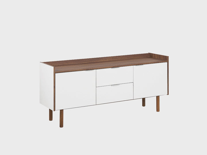 2 Drawer Sideboard White with Dark Wood Madera