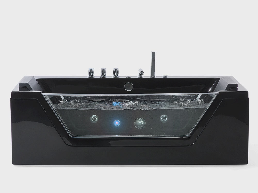 Whirlpool Bath with LED 1530 mm Black Samana