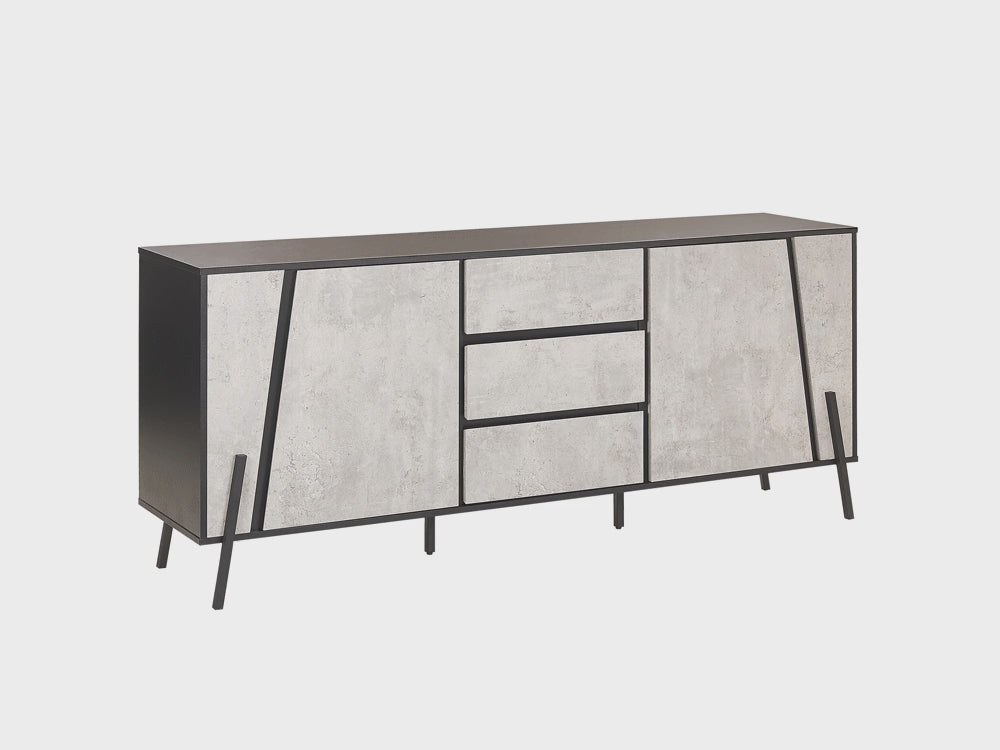 3 Drawer Sideboard Concrete Effect with Black Blackpool