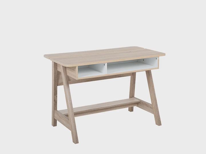 Home Office Desk With Shelf 110 X 60 Cm Light Wood Jackson