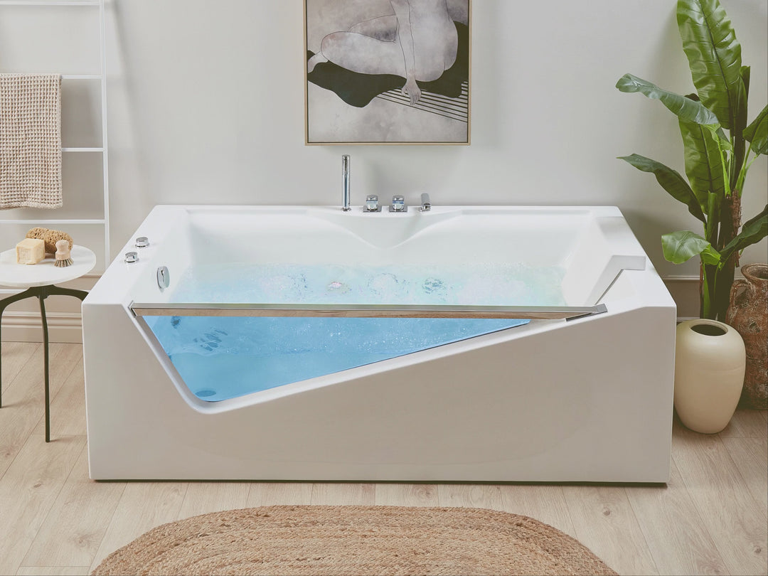 Whirlpool Bath with LED 1800 x 900 mm White Marquis