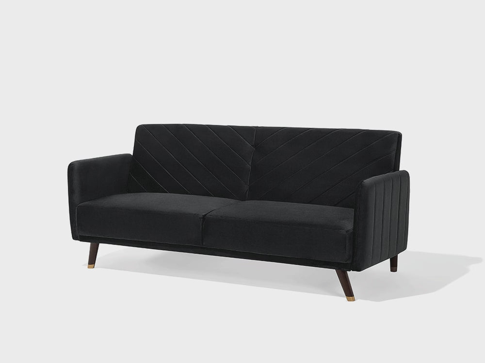 Velvet Fabric Sofa Bed Black Senja