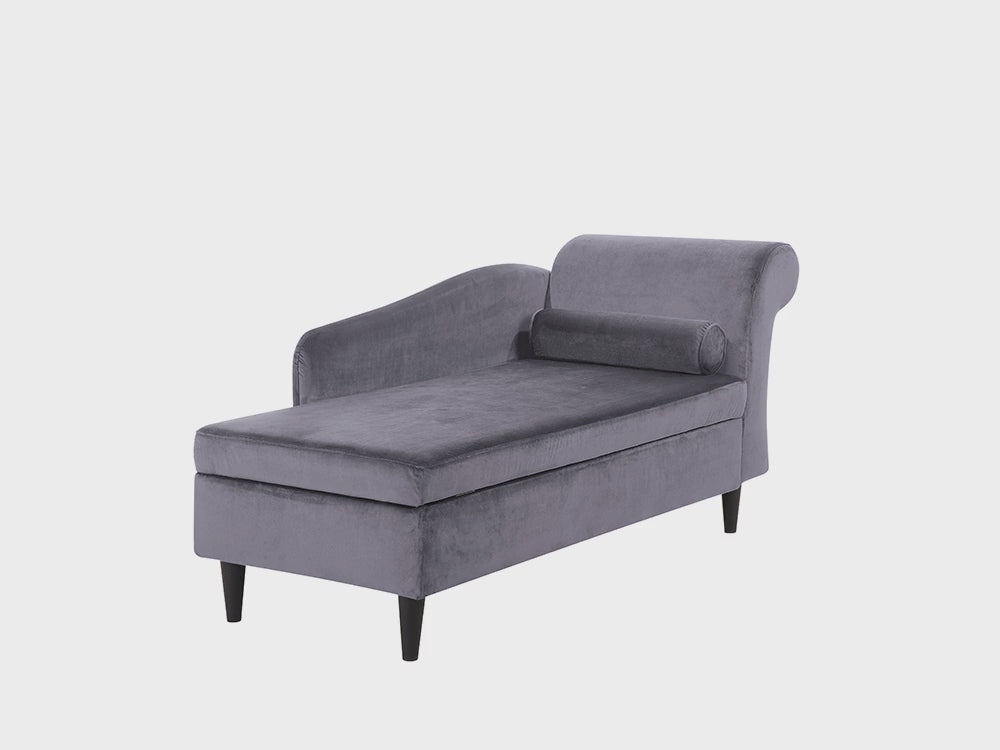 Right Hand Velvet Chaise Lounge Dark Grey Luiro