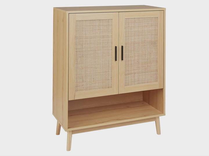 Rattan 2 Door Sideboard Light Wood Perote