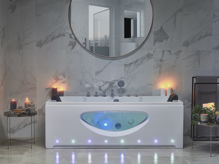 Whirlpool Bath with LED 1700 x 800 mm White Hawes