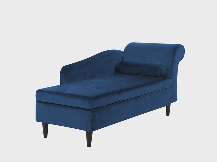 Right Hand Velvet Chaise Lounge Navy Blue Luiro