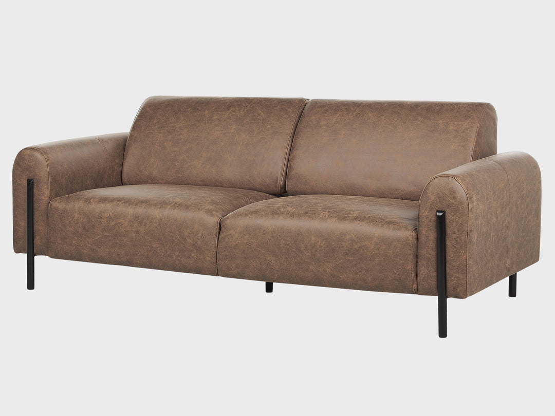 3 Seater Fabric Sofa Brown Askim