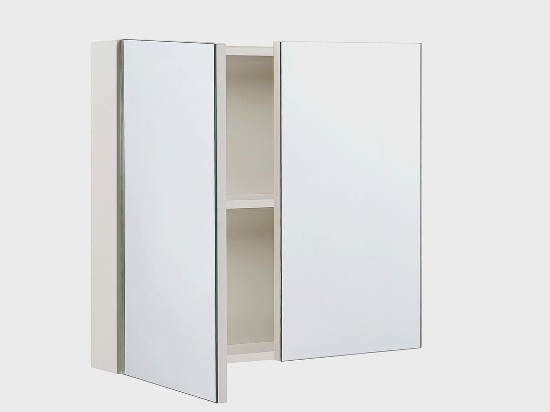 Bathroom Wall Mounted Mirror Cabinet 80 x 70 cm White Navarra