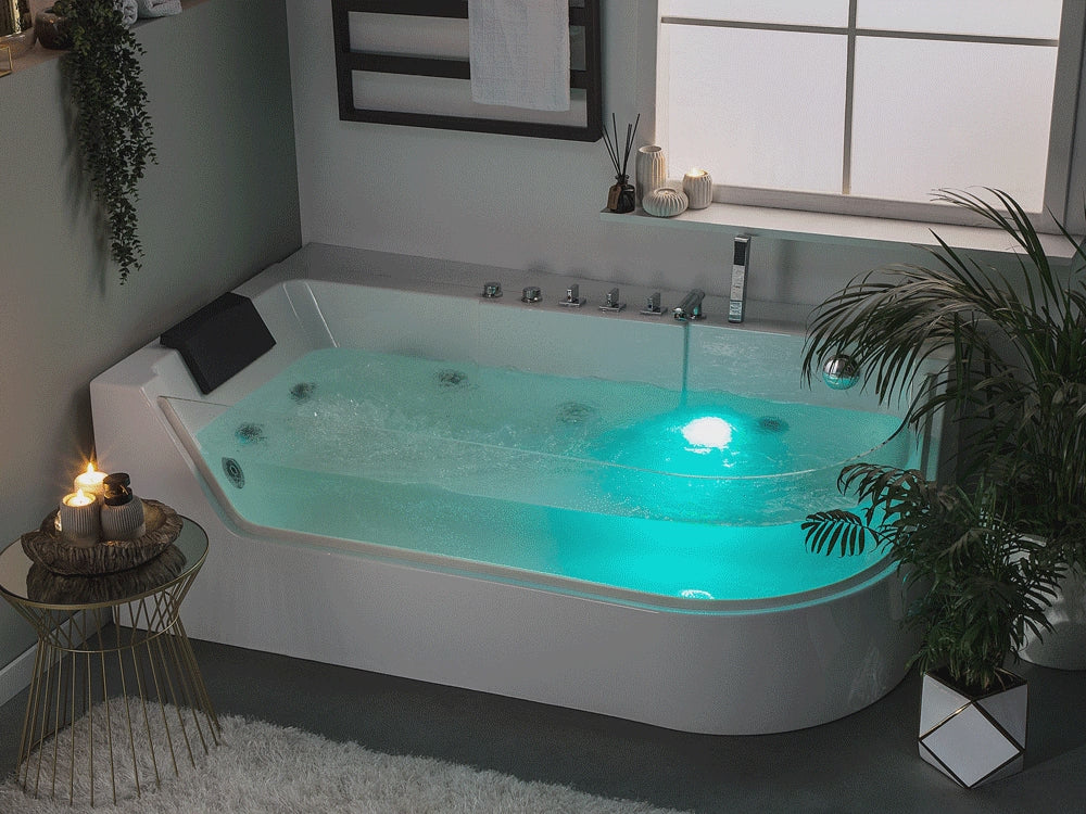 Whirlpool Bath with LED 1700 x 800 mm White Acuario